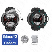 2-in-1 보호 케이스 화면 보호기 유리 Amazfit T Rex 2 TRex 스마트 워치 범퍼 커버 강화, [02] Amazfit T-Rex, [02] 2