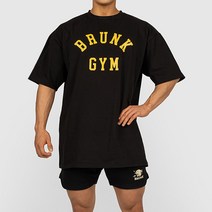 브렁크 워크아웃 박스 오버핏 블랙 헬스 반팔 티셔츠 짐웨어 어깨 넓어보이는 옷 BRUNK