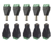 알루미늄 프로파일 CCTV 카메라 2.1mm x 5.5mm 암 수 DC 전원 플러그 어댑터 잭 커넥터 소켓 5 세트, 한개옵션0
