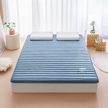 접이식 침대 토퍼 매트리스 여름 쿨 퀵슬립 원룸 바닥, 90x190cm【편안한 항균 원단 라텍스 충전】, 블루 직선