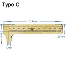 미니 황동 싱글 더블 스케일 80/100mm 슬라이딩 게이지 버니어 캘리퍼스 눈금자 포켓 측정 휴대용 도구, C형