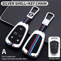아연 합금 자동차 키 케이스 스마트 키리스 엔트리 리모컨 보호 커버 캐딜락 ATS CTS DTS SRX STX XTS ELR, 16 SLIVER A 5KEY