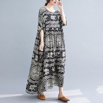 여자 코끼리 반팔 롱 원피스 태국 빅사이즈 홈웨어 편안한 루즈핏