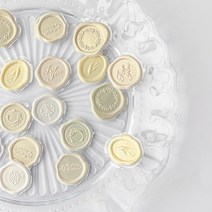 [고맙토다]실링왁스 스티커 18개입 청첩장 다꾸 스티커, 103-라떼 아이보리