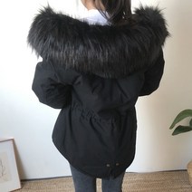 다미로그 여성 안감 누빔 라쿤 야상 패딩 점퍼