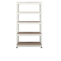 스피드랙 브이 2 스탠드 선반 5단 1200 x 300 x 1800 mm, 화이트(프레임) + 우드 화이트(선반)