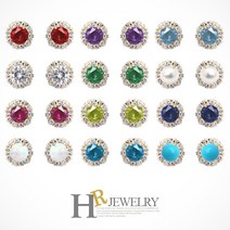 호림쥬얼리 14K정.품)예쁜)플라워(HR)14K 탄생석 귀걸이(12종중택1)