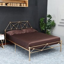 케이로 북유럽스타일 골드철제 블랙 철제 침대프레임 심플한 싱글 침대 프레임 원룸 호텔 싱글침대, 심플 골드