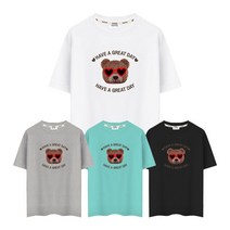 제네브 국내생산 남여공용 M~3XL 반팔 프린트 티셔츠 하트베어 / 4color