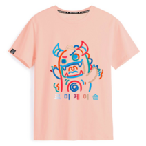 여름 라운드 반팔 티셔츠 남 네온 몬스터 여름 순면 빅사이즈 의류 티셔츠