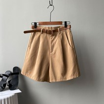 청반바지 고무줄 찢어진 데님 와이드 벨트 짧은 바지 핫 숏 팬츠 봄 여름 캐주얼 여성 여자 인박카009