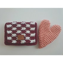 핸드메이드 코바늘뜨개 체커보드 카드지갑 명함지갑