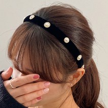 키메라제이 모직벨벳 진주 얇은 머리띠 헤어밴드 2color