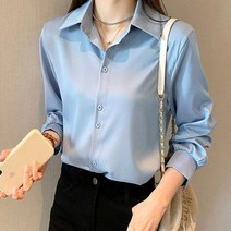 여성 블라우스 여성용 솔리드 새틴 셔츠 쉬폰