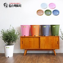 킴스팩토리 국내생산 원형화분 대형 플라스틱 사무실 인테리어 화분, 라운드라인480, 핑크, 받침대 없음