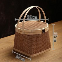 라탄바구니 한강공원 예쁜도시락통 휴대용의자 캠핑준비물 캠핑요리 피크닉용품 과실주, 1.대나무 손잡이 스몰