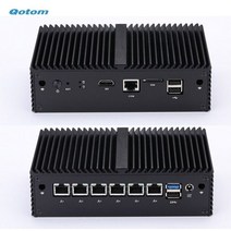 QOTOM 방화벽 마이크로 기기 Q190G6 셀러론 J1900 6 기가비트 LAN 게이트웨이 라우터 팬리스 미니 PC, 4G RAM 64G SSD_Q190G6 J1900 WI