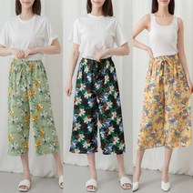 [스타일샵간지] 허리끈 꽃나염 8부 쿨 팬츠