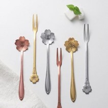 NUNUBITEL_미니멀 커트러리 벗꽃 티포크 1개 차포크 과일픽 디자인 혼수준비 커트러 디저트 스푼_NUB누비텔레숍, 옵션이없는_단일품목입니다
