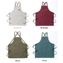 컬러별 아이보리 레드 민트 네이비 캔버스 방수 작업앞치마 미대생 도예 앞치마, 블랙