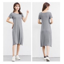 여성 여름 면 반팔 데일리 미디움 치마 원피스