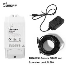 스마트온습도계 온도기록계 온도 센서가있는 Sonoff th eliteth16 wifi 스위치 습도 모니터 스위치 e-welink 제어를 통한 무선 원격 스위치, th16 si7021 al560