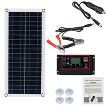 12V 30W 휴대용 태양광 패널 컨트롤러 세트 태양열판넬 보트 카라밴 캠핑 야외, 패널+30A컨트롤러