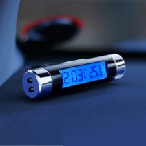 디지털 LCD시계 온도표시 시간표시 차량용 블루LCD 차량용 시계, 1개, 블랙+블루