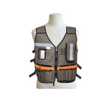 다용도 천 공구 안전조끼 카키색, 1개