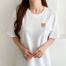 멋지군 기본 핏 라운드 시바 자수 17수 면 반팔 티셔츠