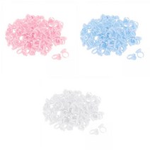 MTSHOP 300x 제비 속눈썹 연장 접착제 링 홀더 컵 주최자 살롱 가정용, 0.94x0.71인치, 핑크 화이트, 플라스틱