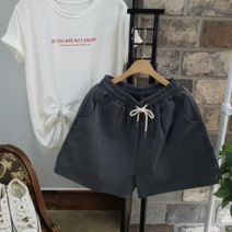 상상그이상 여성용 썸머 피그먼트 워싱 밴딩 컬러 반바지 팬츠 코튼팬츠 4부 반바지