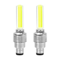 2PCS 자동차 휠 LED 라이트 Motocycle 자전거 라이트 타이어 밸브 캡 장식 랜턴 타이어 밸브 캡 플래시 스포크 네온 램프, 노랑