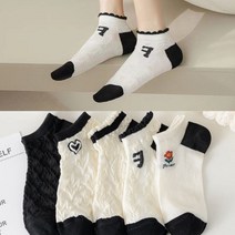 워더미 여성용 블랙 화이트 단목 5켤레 양말 세트 W717