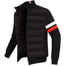 남성 골프웨어 상의 니트 배색 방풍 패딩 점퍼 집업 자켓 겨울 바람막이 골프웨어 경량패딩