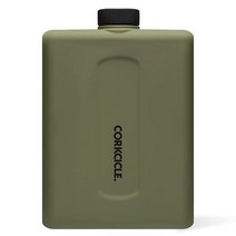 Corkcicle 플랫 캔틴 단열 스테인리스 스틸 물병 딥 올리브 502.8ml(17온스), Dipped Olive