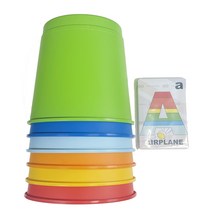 대형컵쌓기 점보스택스 국내산 1세트 알파벳놀이카드 1벌, 컵쌓기1세트+알파벳카드