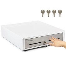 POS(POS) 시스템용 40.6cm(16인치) 수동 푸시 오픈 현금 등록기 서랍 - 화이트 및 스테인리스 스틸 전면 터치 패널 탈착식 트레이가 있는 내구성 서랍 지폐 5개 동전, White and Stainless Steel_16 -