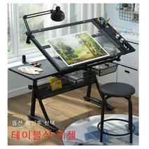승강식 드로잉 책상 테이블식 이젤 캔버스 C형 전문가용 그림 미술학원 컴퓨터 디자이너 미대 작업대, 단품
