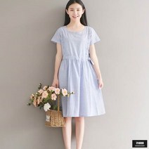 가바바 여성 원피스 린넨 청량한 느낌의 데일리룩 스트라이프 롱원피스 G49634