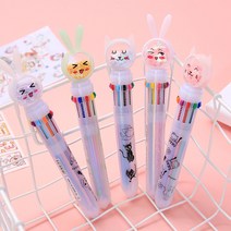 너스아이템 10색 컬러풀 볼펜 0.5mm, 분홍토끼