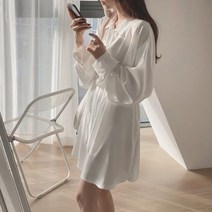 여성 청순 데일리룩 허리스트랩 리본 셔츠 원피스