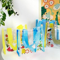 투명비치백 물놀이가방만들기 스티커세트 모래놀이, 투명파랑과일