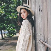 퍼프 간절기 포켓 멋스러운 포인트 롱 오버핏 브이라인 벌룬소매 꽈배기 여성 롱가디건