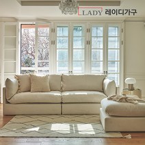 레이디가구 컴오프 패브릭 풀커버 소파 4인 ＋ 스툴, 오트밀베이지