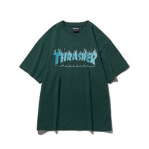 THRASHER 플레임 반팔 티셔츠 그린