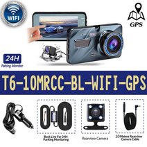 전기차 충전기 한국형 케이블 자동차 자동 역방향 캠코더 ° 나이트 비전 듀얼 렌즈 등록자 센서 주차 레코더, t6-10mrc-bl-wifi-gps, 64g