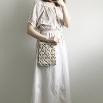 [천삼백케이] [라렌트리] 핸드메이드 뜨개 니트 플라워 미니 네트 숄더백 (2color)
