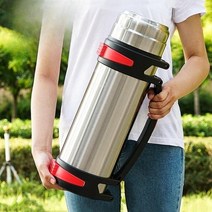 보온 죽통 스테인리스 물통 보냉병 물병 대용량 대형 보온병 휴대용 여행 주전자 야외 1 2 3 4 5 L 리터, 3000ML내추럴컬러[6캐티오브워터]프리스트랩