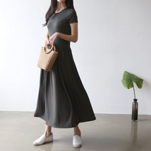 데일러뷰 롱 반팔 주름 원피스 플레어 A라인 봄 여름 바캉스 휴가 프리 라지사이즈